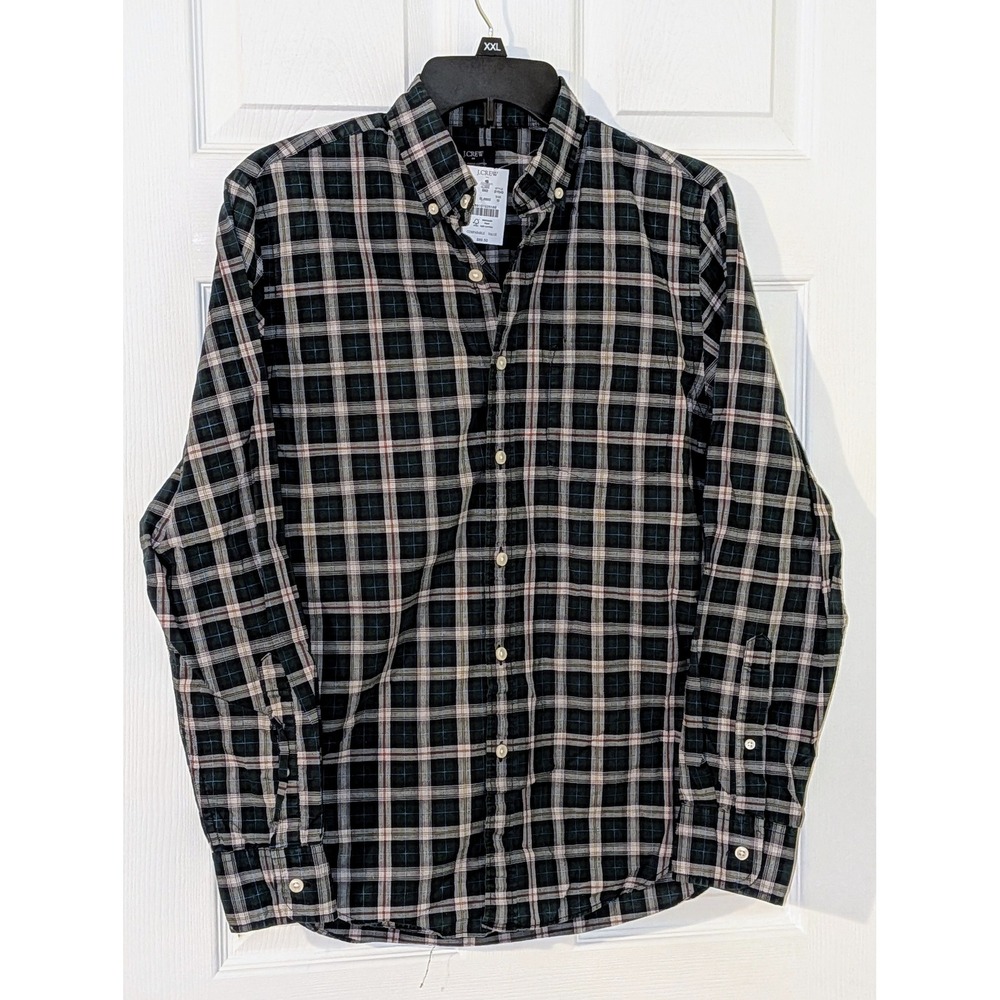 J Crew Plaid Button Down Shirt Weathered Cotton Long Sleeve Size M NWT $90
